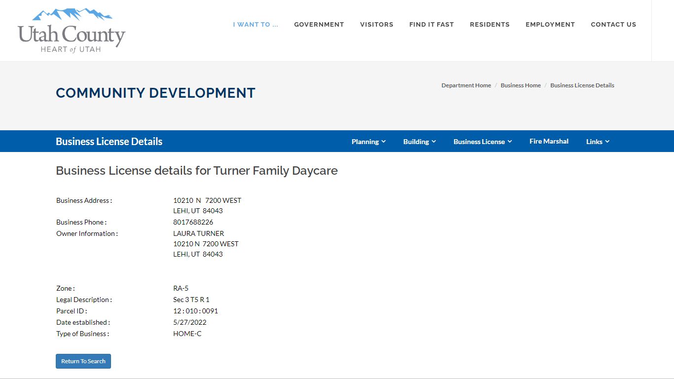 Business License Search Result Details | Utah County Community Development